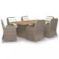 Preview: 7-tlg. Garten-Essgruppe Poly Rattan Braun