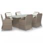 Preview: 7-tlg. Garten-Essgruppe Poly Rattan Braun