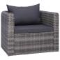 Preview: 9-tlg. Garten-Lounge-Set mit Kissen Poly Rattan Grau