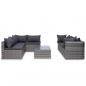 Preview: 9-tlg. Garten-Lounge-Set mit Kissen Poly Rattan Grau