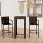 Preview: ARDEBO.de - 3-tlg. Garten-Bar-Set mit Armlehnen Poly Rattan Braun