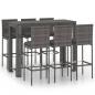 Preview: 7-tlg. Garten-Bar-Set mit Anthrazit Kissen Poly Rattan