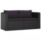 Preview: 7-tlg. Garten-Lounge-Set mit Kissen Poly Rattan Schwarz