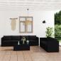 Preview: ARDEBO.de - 8-tlg. Garten-Lounge-Set mit Kissen Poly Rattan Schwarz