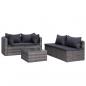 Preview: 7-tlg. Garten-Lounge-Set mit Kissen Poly Rattan Grau