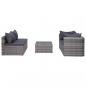 Preview: 7-tlg. Garten-Lounge-Set mit Kissen Poly Rattan Grau