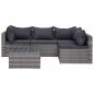 Preview: 7-tlg. Garten-Lounge-Set mit Kissen Poly Rattan Grau