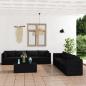 Preview: ARDEBO.de - 9-tlg. Garten-Lounge-Set mit Kissen Poly Rattan Schwarz