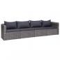 Preview: 9-tlg. Garten-Lounge-Set mit Kissen Poly Rattan Grau