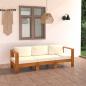 Preview: ARDEBO.de - 3-Sitzer-Gartensofa mit Cremeweißen Auflagen Massivholz Akazie