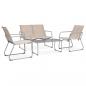 Preview: ARDEBO.de - 4-tlg. Garten-Lounge-Set Stoff und Stahl Creme