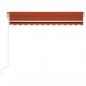 Preview: Automatische Markise mit LED Windsensor 350x250 cm Orange/Braun