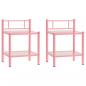 Preview: Nachttische 2 Stk. Rosa Transparent Metall und Glas