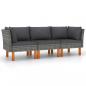 Preview: 3-Sitzer-Gartensofa mit Kissen Grau Poly Rattan