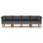 Preview: 4-Sitzer-Gartensofa mit Kissen Grau Poly Rattan