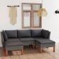 Preview: ARDEBO.de - 5-tlg. Garten-Lounge-Set mit Kissen Poly Rattan Grau