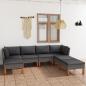 Preview: ARDEBO.de - 7-tlg. Garten-Lounge-Set mit Kissen Poly Rattan Grau