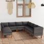 Preview: ARDEBO.de - 9-tlg. Garten-Lounge-Set mit Kissen Poly Rattan Grau