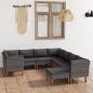 Preview: ARDEBO.de - 9-tlg. Garten-Lounge-Set mit Kissen Poly Rattan Grau