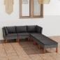 Preview: ARDEBO.de - 6-tlg. Garten-Lounge-Set mit Kissen Poly Rattan Grau