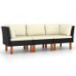 Preview: 3-Sitzer-Gartensofa mit Kissen Schwarz Poly Rattan