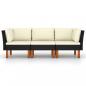 Preview: 3-Sitzer-Gartensofa mit Kissen Schwarz Poly Rattan