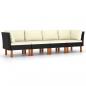 Preview: 4-Sitzer-Gartensofa mit Kissen Schwarz Poly Rattan