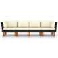 Preview: 4-Sitzer-Gartensofa mit Kissen Schwarz Poly Rattan