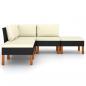 Preview: 5-tlg. Garten-Lounge-Set mit Kissen Poly Rattan Schwarz