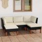 Preview: ARDEBO.de - 5-tlg. Garten-Lounge-Set mit Kissen Poly Rattan Schwarz