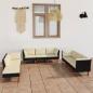 Preview: ARDEBO.de - 9-tlg. Garten-Lounge-Set mit Kissen Poly Rattan Schwarz