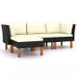 Preview: 4-tlg. Garten-Lounge-Set mit Kissen Poly Rattan Schwarz