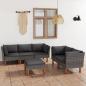 Preview: ARDEBO.de - 6-tlg. Garten-Lounge-Set mit Kissen Poly Rattan Grau