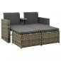 Preview: ARDEBO.de - 3-tlg. Garten-Lounge-Set mit Auflagen Poly Rattan Grau