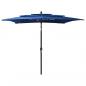 Preview: ARDEBO.de - Sonnenschirm mit Aluminium-Mast 3-lagig Azurblau 2,5x2,5 m