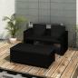 Preview: ARDEBO.de - 3-tlg. Garten-Lounge-Set mit Auflagen Poly Rattan Schwarz