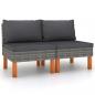 Preview: ARDEBO.de - Mittelsofas 2 Stk. Poly Rattan und Eukalyptus Massivholz