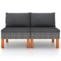 Preview: Mittelsofas 2 Stk. Poly Rattan und Eukalyptus Massivholz