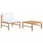 Preview: ARDEBO.de - 2-tlg. Garten-Lounge-Set mit Creme Kissen Teakholz