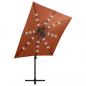 Preview: Ampelschirm mit Mast und LED-Beleuchtung Terracotta-Rot 250 cm