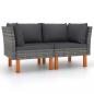 Preview: ARDEBO.de - Ecksofas 2 Stk. Poly Rattan und Eukalyptus Massivholz