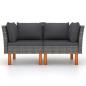 Preview: Ecksofas 2 Stk. Poly Rattan und Eukalyptus Massivholz