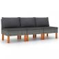 Preview: ARDEBO.de - Mittelsofas 3 Stk. Poly Rattan und Eukalyptus Massivholz