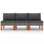 Preview: Mittelsofas 3 Stk. Poly Rattan und Eukalyptus Massivholz