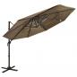 Preview: ARDEBO.de - Sonnenschirm mit Aluminium-Mast 4-lagig Taupe 3x3 m