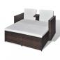 Preview: 4-tlg. Garten-Lounge-Set mit Kissen Poly Rattan Braun