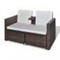 Preview: 4-tlg. Garten-Lounge-Set mit Kissen Poly Rattan Braun