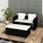 Preview: ARDEBO.de - 4-tlg. Garten-Lounge-Set mit Auflagen Poly Rattan Schwarz