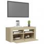 Preview: TV-Schrank mit LED-Leuchten Sonoma-Eiche 90x35x40 cm