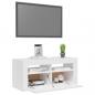 Preview: TV-Schrank mit LED-Leuchten Hochglanz-Weiß 90x35x40 cm